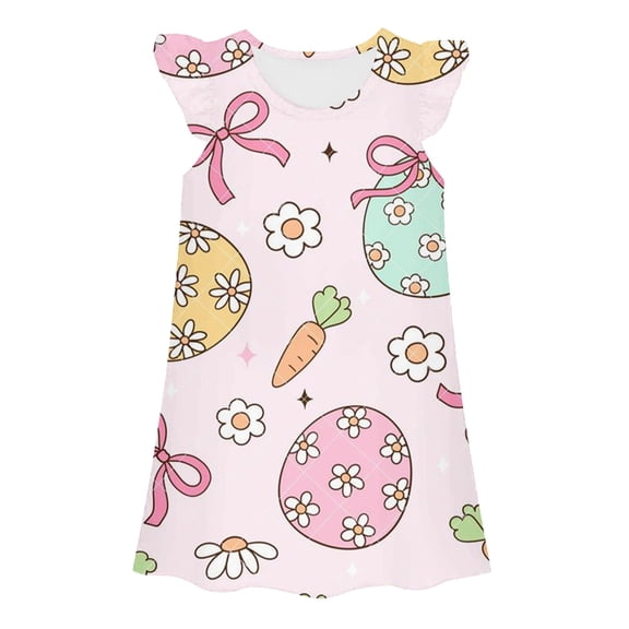 Shadoumai Dresses for Girls 7-8 Summer Sleeveless Round Neck Cute Print Trendy Birthday Party Dresses Baby Girls' Clothing Sets