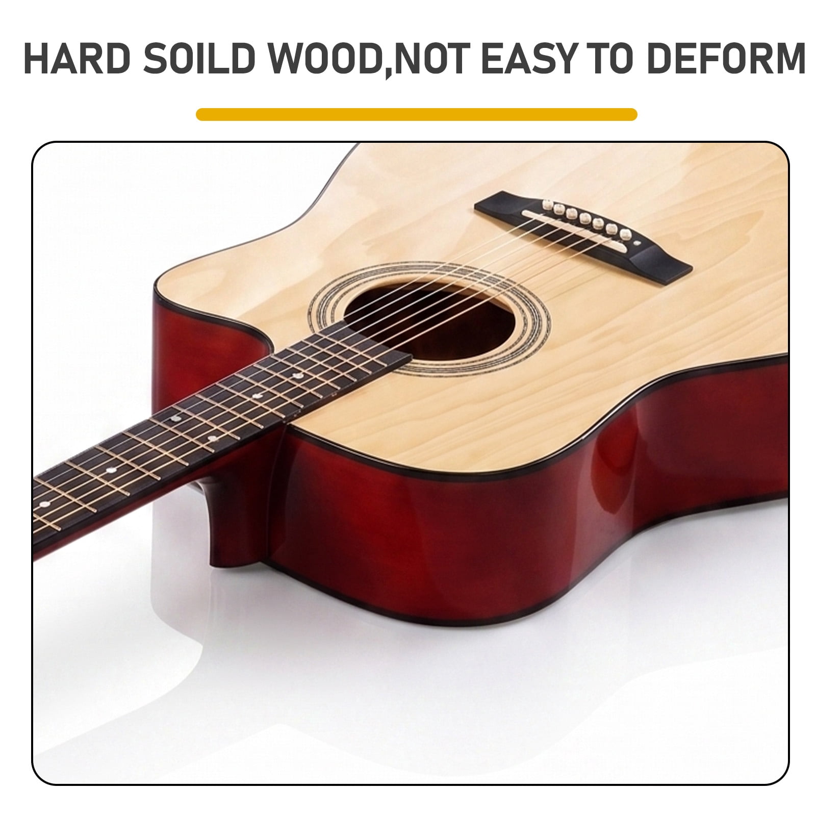 41in Acoustic Guitar With Pick, Strings, Capo, Gig Bag, Tuner, Wrench Tool, And Shoulder Strap