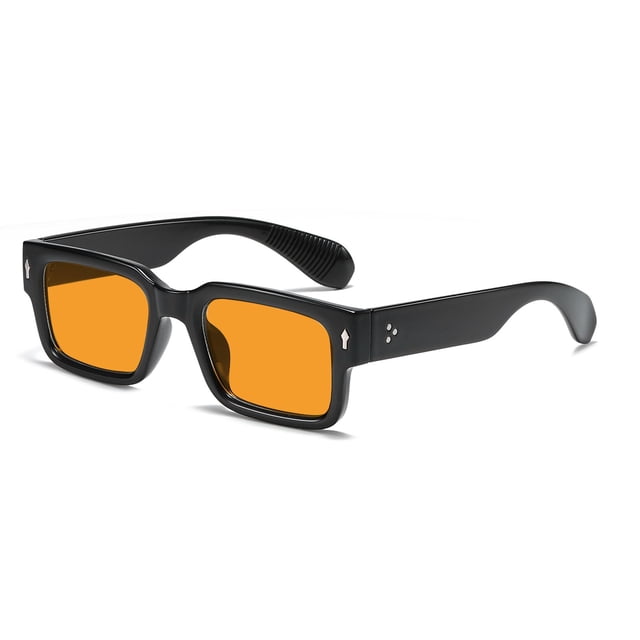 Gafas de sol clásicas cuadradas SUNBSR para mujer y hombre negro/naranja