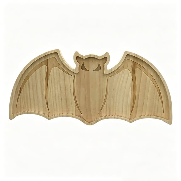 XIA0LE Halloween Wooden Bats Shaped Serving Tray Decorative Candy Dishs Snack Platter For Halloween Party Table Centerpiece Home Kitchen Decor Spooky Themed Decoration