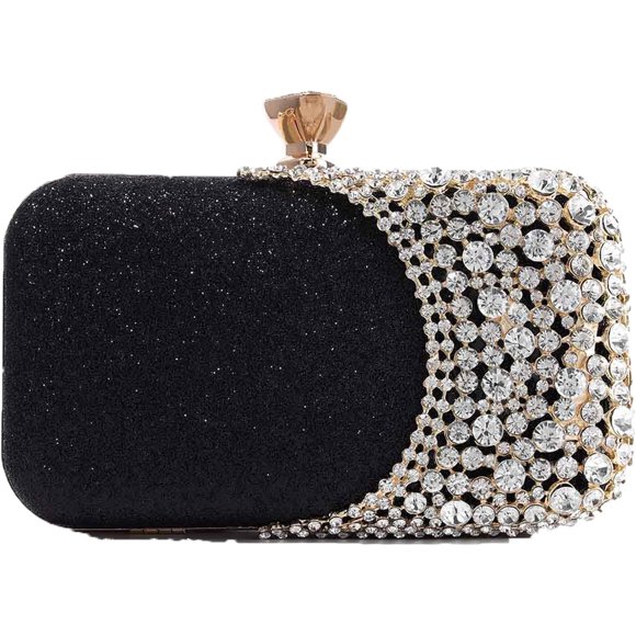 UTAH-Crystal Women Evening Clutch Rhinestone Bag Bling Purse Glitter Radiant Shouder bag for Christmas Bridal Wedding Party