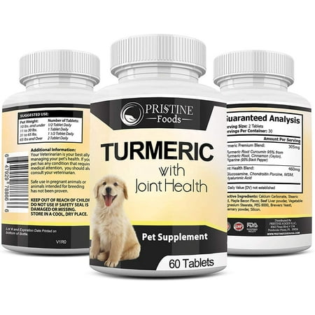 PRISTINE FOODS - Turmeric Hip & Joint Complex for Dogs with Glucosamine Chondroitin MSM Best Anti Inflammatory for Dogs Arthritis Pain Relief Supplement 60 Chewable (The Best Anti Inflammatory)
