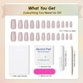 thumbnail image 3 of Drab Pink Velvet Press On Nails Medium Coffin False Nails Glossy Cat Eye Fake Nails for Women's Daily Wear, Dusty Rose Acrylic Full Cover Stick On Nails with Nail Glue in 12 Sizes - 24 Nail Kit Ombre, 3 of 4