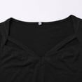 thumbnail image 4 of Duoif Shirts for Women Summer Casual Solid Color Short Sleeved V Neck T Shirt Womens Tops Casual Black L, 4 of 9