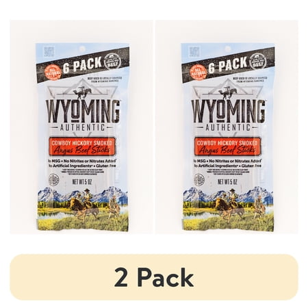 (2 pack) Wyoming Authentic Cowboy Hickory Smoked Angus Beef Sticks, 6ct