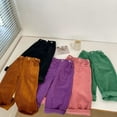 thumbnail image 4 of KAUOD Kids Corduroy Cropped Flare Pants Elastic High Waist Ribbed Bell-Bottom Sweatpants Boys Girls Wide Leg Baggy Trousers, 4 of 5