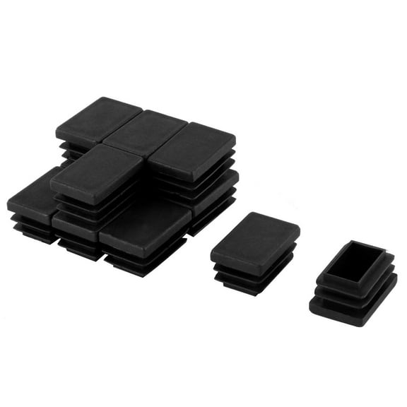 Unique Bargains 12 Pcs Antislip Plastic Rectangle 30mm x 20mm Chair Foot Cover Table Furniture Leg Protector Balck
