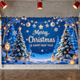 thumbnail image 6 of Festive Christmas Banner Blue Color New Year Display Star Decor Reindeer Design Holiday Backdrop for Christmas Party New Year Celebration Indoor Event, 6 of 9