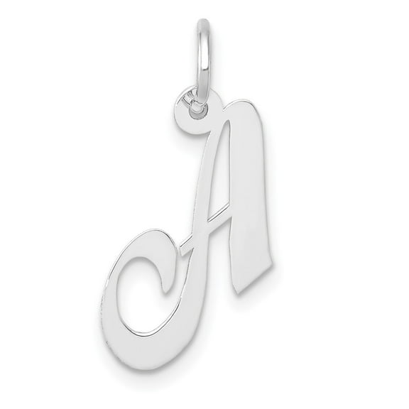 Auriga Fine Jewelry 10K White Gold Small Fancy Script Initial A Charm for Women (L-16 mm, W-17 mm)