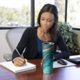 thumbnail image 4 of 20oz Teal Gold Wave Marble Pattern Skinny Tumblers Stainless Steel Tumbler with Lid and Straw,Vacuum Insulated Double Wall Travel Tumbler Cups with Cleaning Brush for Coffee,Tea, 4 of 6