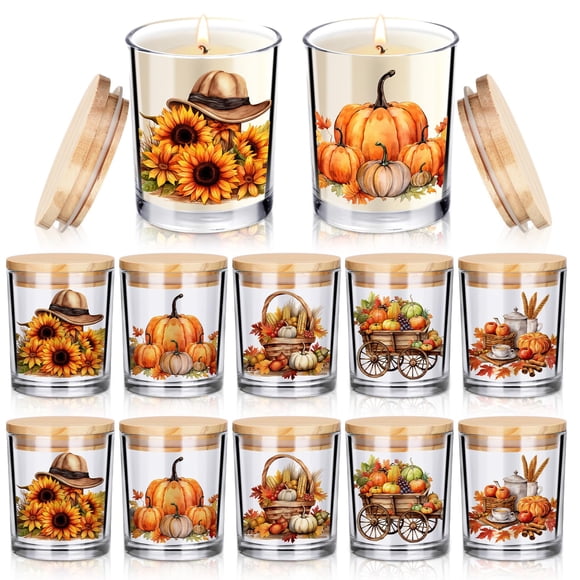 Ziliny 10 Frascos de Vidrio para Velas de Acción de Gracias de 200 ml con Tapas de Corcho