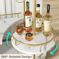 thumbnail image 3 of ChaoLink Carrito para bar dorado, carrito de bar de 3 niveles para el hogar, carrito giratorio dorado con soporte para vinos y porta vasos, carrito para servir en sala, cocina y comedor, con ruedas, 3 of 7