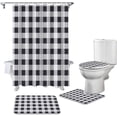 thumbnail image 2 of FMSHPON Lattice 4 Piece Bathroom Set Shower Curtain Bath Rug Contour Mat and Toilet Lid Cover, 2 of 7