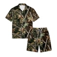 thumbnail image 5 of Dwelliawo Men's Tree Camo Print Button Up Shirt and Shorts Set Casual 2 Piece Summer Outfit, Breathable Loose Fit Outfits for Daily Wear and Outdoor Sports Camel L, 5 of 5