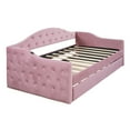 thumbnail image 5 of Harper & Bright Designs Twin Size Tufted Upholstered Daybed with Trundle, Twin Velvet Sofabed with USB & Charging Ports, Pink, 5 of 11