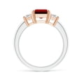 thumbnail image 2 of ANGARA Lab Grown 3 Ct Ruby and Lab Diamond Three Stone Ring for Women in 14K White & Rose Gold (Size-9x7mm) | July Birthstone, Birthday, Anniversary, Jewelry Gift for Women | Lab-Grown Ruby Ring, 2 of 8