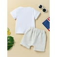 thumbnail image 3 of Toddler Baby Boy 4th of July Outfits Short Sleeve Letter Print Shirt +Star Stripe Shorts Set 2Pcs Summer Clothes, 3 of 9