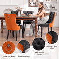 thumbnail image 6 of EHANCIS Modern Tufted PU Leather & Velvet Upholstered Dining Chairs, Set of 2, Kitchen Side Chairs with Nailhead Trim & Solid Wood Legs, Orange/Black, 6 of 10