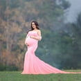 thumbnail image 4 of Womens Clothes 2026 ! asdoklhq Maternity Dresses for Women,Women Pregnants Chiffon Splicing Photography Props Trapless Long Maternity Dress, 4 of 9
