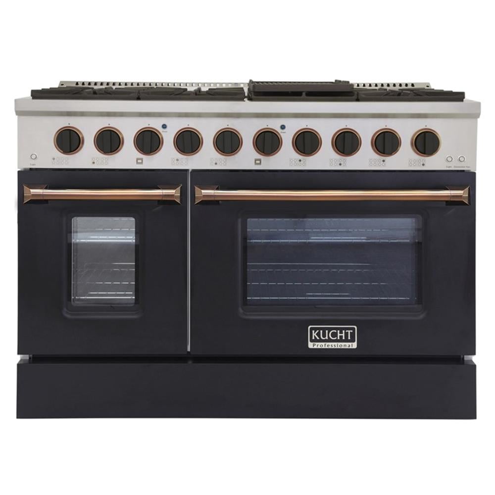 Pemberly Row 48" 6.7 cu. ft. Dual Fuel Range for Propane Gas in Black and Gold