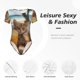 thumbnail image 4 of Balery Relaxing Cat With Orange Juice Body de cuello redondo de manga corta para mujer Tops de manga corta Tops básicos-XX-Large, 4 of 7