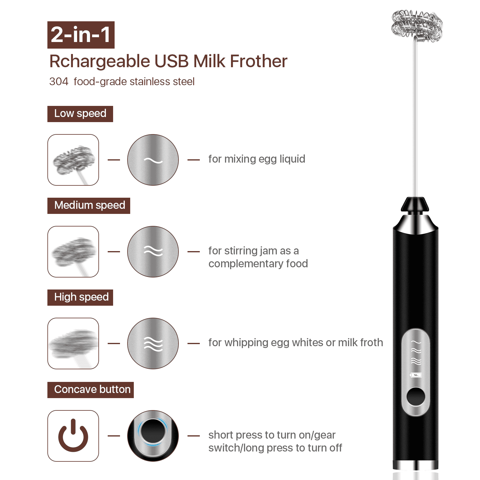 Brentwood 15 Ounce Cordless Electric Milk Frother Warmer and Hot Chocolate  Maker 650 W 14.88 fl oz Cordless 2.50 ft Stainless Steel Black Silver  Stainless Steel - Office Depot