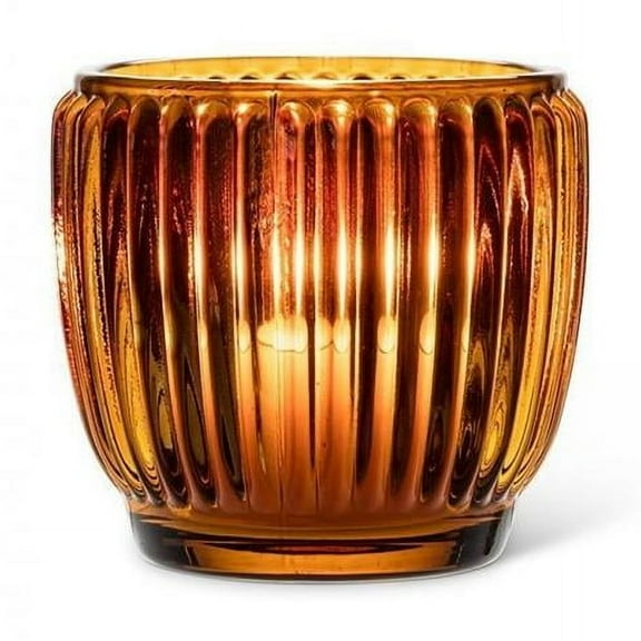 MDR Trading Inc. AB-27-METRO-923-AMBER Small Ribbed Votive Candle Holder