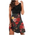 thumbnail image 2 of SMihono Robe d'Été Bohème pour Femmes Grande Taille Mode d'Été Imprimée Col Rond Patchwork Sans Manches, 2 of 6