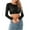 Black, variant on Glitter Tops for Women Sequin Crop Top Long Sleeve Crew Neck Solid Color Shirts Slim Fit Tees Sparkle Crop Top for Concert Party