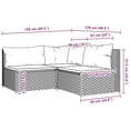 thumbnail image 4 of vidaXL 3 Piece Garden Lounge Set with Cushions Grey Poly Rattan, 4 of 5