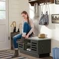 thumbnail image 3 of Costway Shoe Storage Bench with Cushion Shoe Storage Organizer Shoe Rack Entryway Grey, 3 of 10