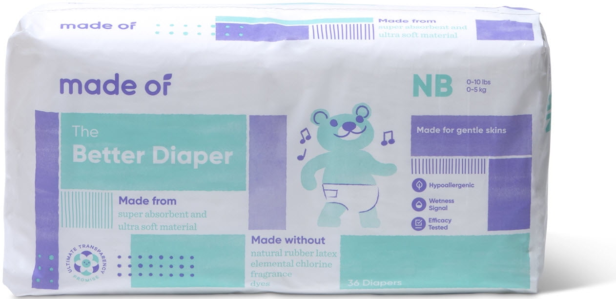 MADE OF Better Baby Diaper No Dyes, No Chlorine, NonToxic Size