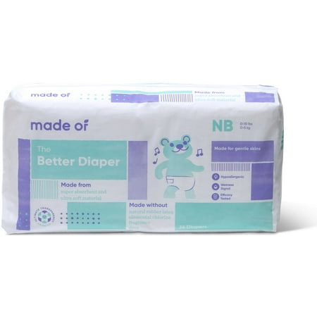 MADE OF Better Baby Diaper - No Dyes, No Chlorine, Non-Toxic - Size Newborn, (1-Pack - 36