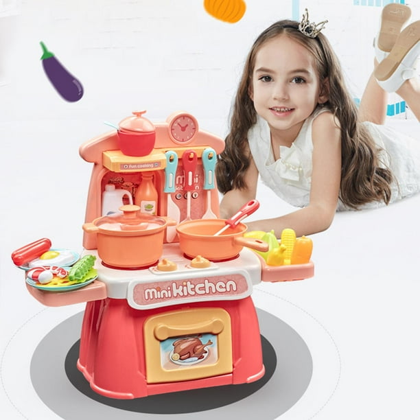 Juguetes de cocina de simulación, juguetes de cocina para niños, de cocina con accesorios de simulación, de utensilios de cocina p , naranja