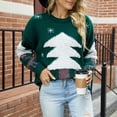 thumbnail image 4 of Fgnfyis Chandails pour Femmes Chandail Arbre de Noël Chandail Jacquard avec Cerf Chandail de Noël Chandail de Noël Chandails de Noël pour Femmes Vert G, 4 of 7