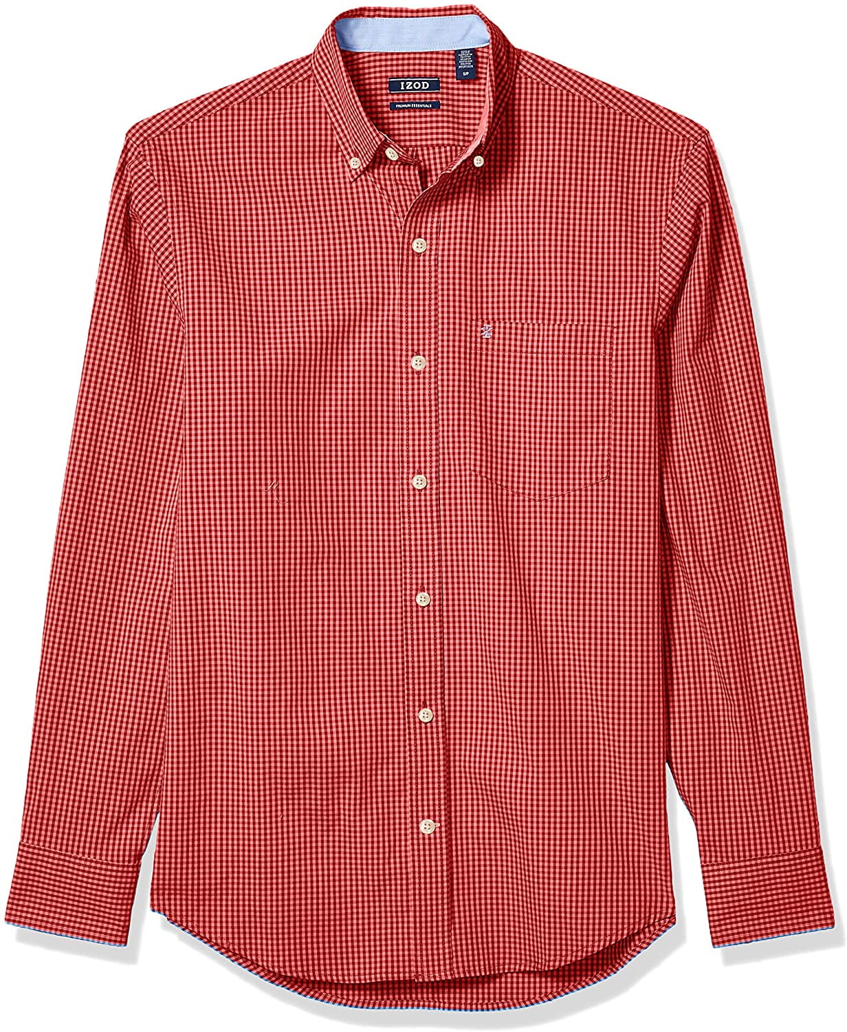 IZOD Men's Button Down Long Sleeve Stretch Performance Gingham Shirt