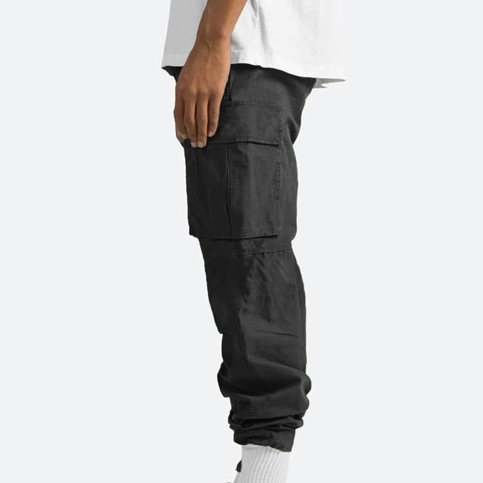 CaiJunJia Cargo Pants for Men,Men Solid Casual Multiple Pockets Outdoor Straight Type Fitness Pants Cargo Pants
