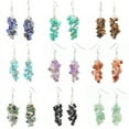 thumbnail image 3 of Nvzi Pendientes de piedra natural personalizados, pendientes largos colgantes con borlas de piedra natural irregulares (morado), 3 of 4