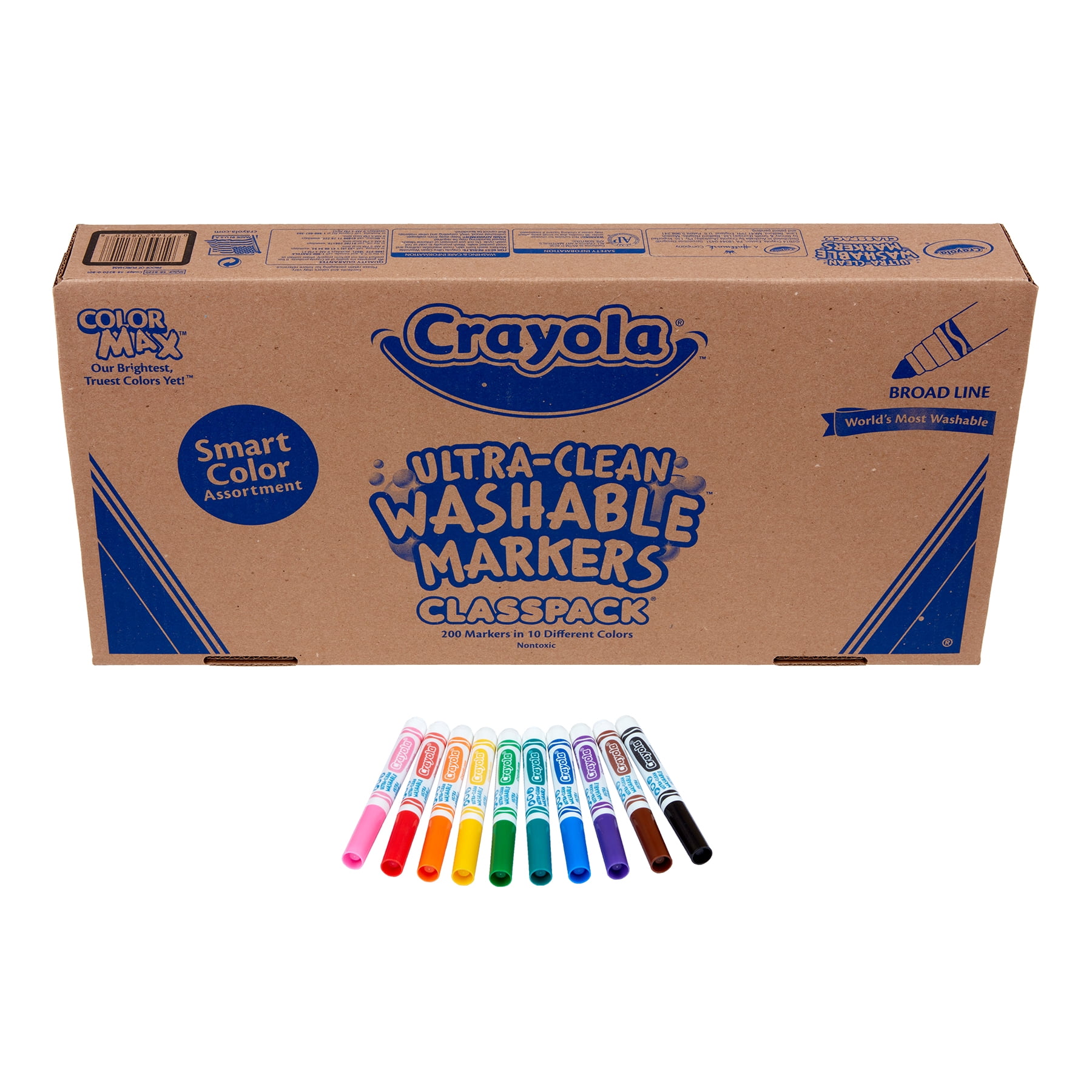 Crayola Ultra-Clean Washable Broad Line Markers, 200 Count