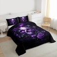 thumbnail image 3 of Castle Fairy Abstract Floral Skull 3-Piece Full Size Comforter Set, Gothic Style, Chic Flowers Butterflies, 3 of 8
