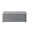 thumbnail image 4 of 39-inch Wide Rectangle Lift Top Storage Ottoman with 2pcs Small Ottomans, Velvet Upholstered Gray Tufted Footrest Stool, Entryway Shoe Bench Bedend Bench Coffee Table for the Living Room, 4 of 10
