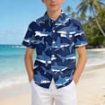 thumbnail image 2 of KPOPLK Boys Kids Shirt Short Sleeve Button Down T-Shirts Hawaiian Tropical Summer Beach Tee Camp Collar Tops with Pocket Size 13-14 Years,Dark Blue, 2 of 6