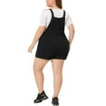 thumbnail image 3 of MODA NOVA Juniors' Plus Size Roll Hem Jeans Tapered Overalls Short Without Tube Top, 3 of 6