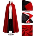 thumbnail image 4 of Vampire Cloak Costume - Adult Halloween Costume - Double-sided Standing Collar Cloak in Black and Red, 4 of 4
