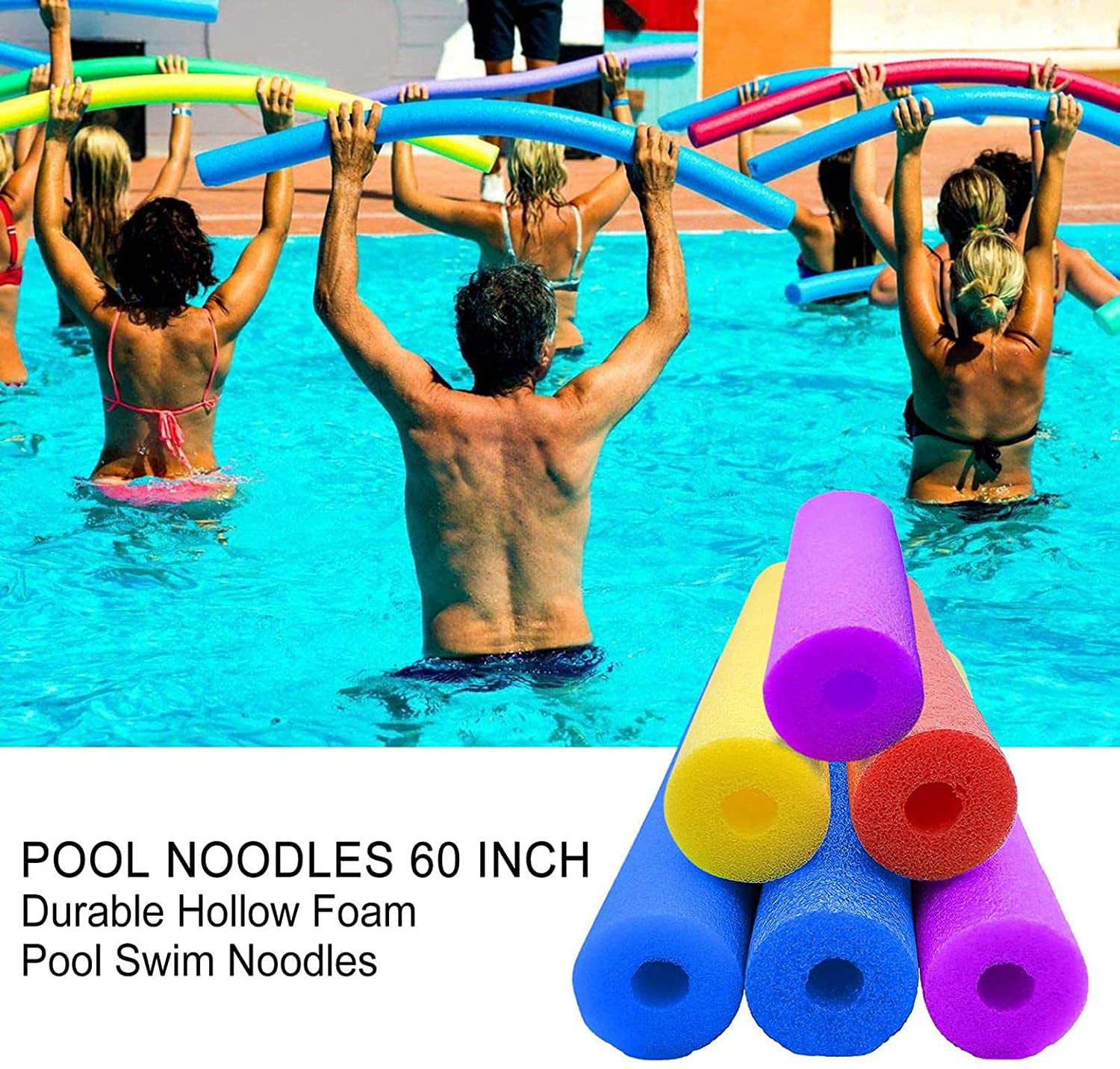 Pool Noodles 60 Inch Floating Pool Noodles Foam Tube,Durable Hollow Foam Pool Swim Noodles,Bright Colorful Swimming Pool Foam Stick,Swimming Pool and Accessories