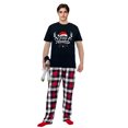 thumbnail image 3 of LuLiaMenton Feliz Navidad Antlers Black Matching Couples Christmas Pajamas Plaid Short Sleeve, 3 of 5