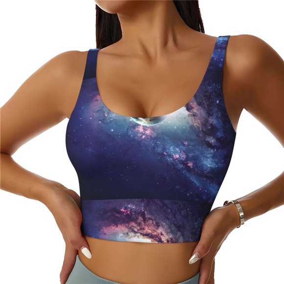 Disketp Planets Stars And Galaxies for Breathable Sports Vest for Yoga, Fitness, and Dance Women's Sports Vest with Performance Stretch-Medium