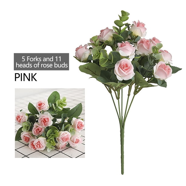 Puntoco Flores Artificiales 5 Cabezas 11 Cabezas De Eucalipto Rosa Artificial Rosa Claro, Decoración Del Hogar