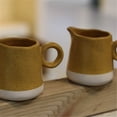 thumbnail image 2 of Yellow Stoneware Milk Pitcher With Handle Multi-Use Ceramic Sauce Pot Gravy Boat, 2 of 5