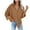Brown, variant on Shacket Jacket Women Plus Size Cardigan Solid Color Loose Bat Sleeve Waffle Knitted Button Down Urtleneck Sweatshirt Lapel Corduroy Jacket Outwears